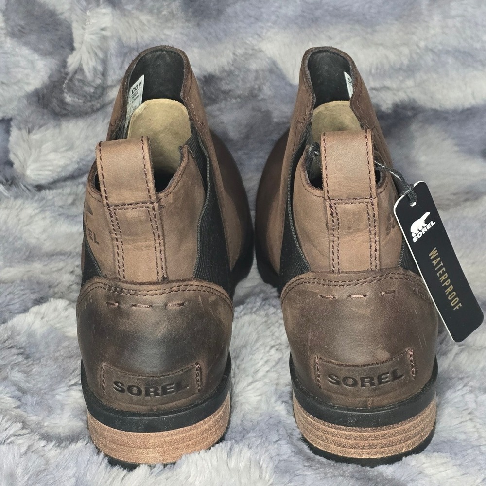 NWT Sorel Waterproof Emelie Brown Leather Ankle Boots w/ elasticized gores‎ US 7 - Picture 5 of 8